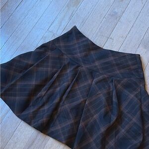 H&M Black and Brown Plaid A-Line Skirt